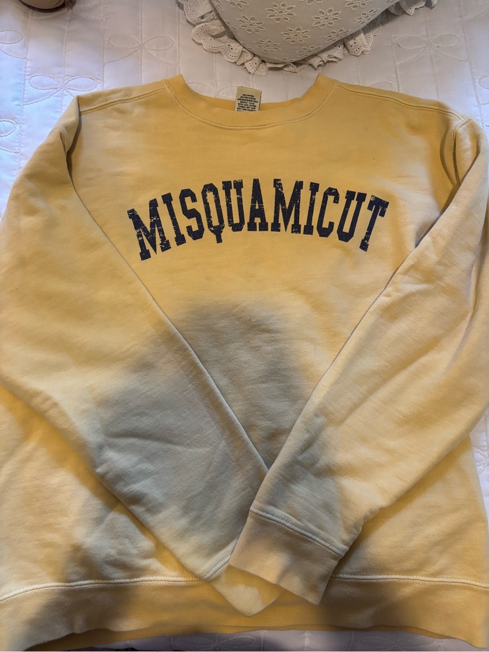Avalon Yellow Crewneck Sweatshirt with Navy Lettering